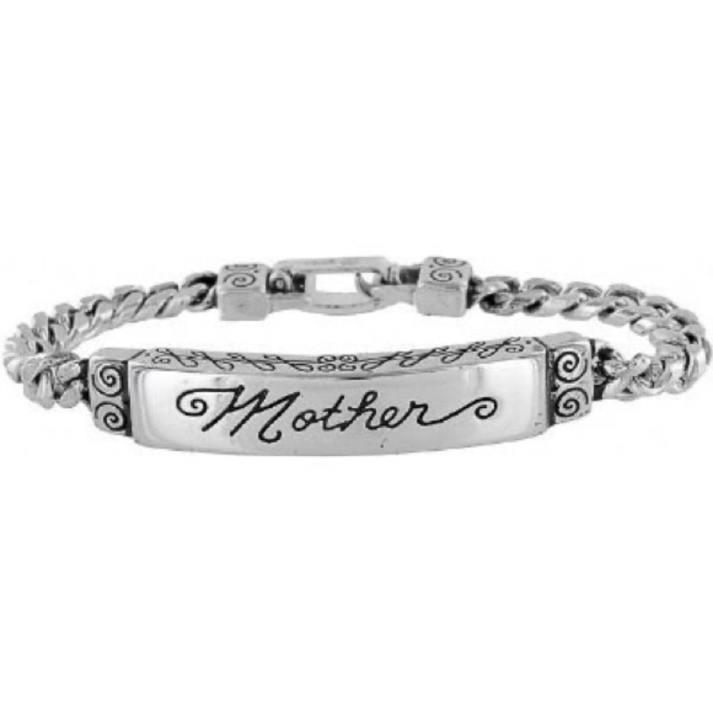BRIGHTON vintage “Mother”‎ etched silver ID style link bracelet